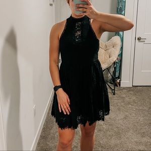 Free People High Neck Black Lace Dress